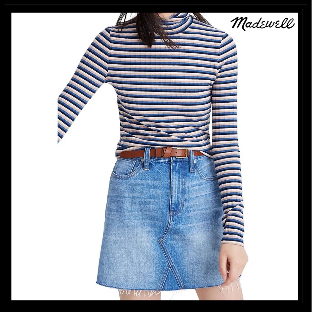 NEW MADEWELL STRIPED RIB KNIT TURTLENECK TOP
